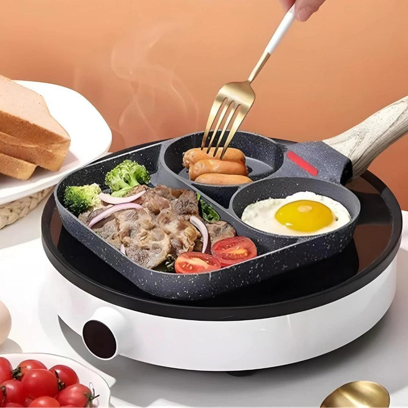 Nonstick Frying Pan With 3 Partitions Frying Egg Bacon Meat Chicken Snack Multipurpose - Imperial Shop