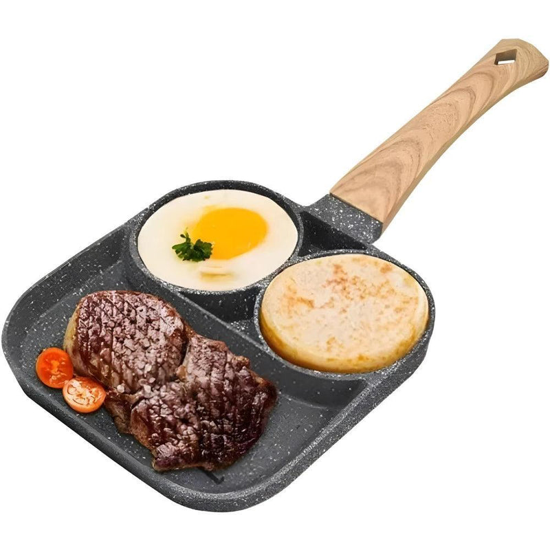 Nonstick Frying Pan With 3 Partitions Frying Egg Bacon Meat Chicken Snack Multipurpose - Imperial Shop